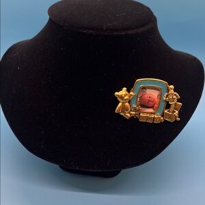 Gold and Blue New Baby Brooch